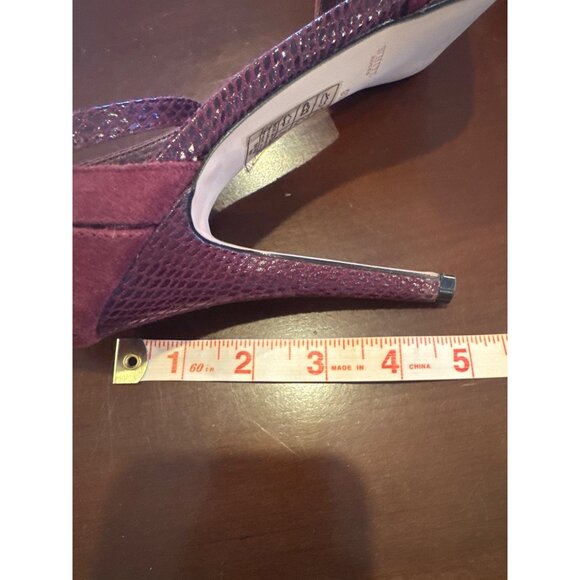 White House Black Market Burgundy Suede Peep Toe Ankle Strap Heels Sz 9M Dressy - Picture 11 of 11